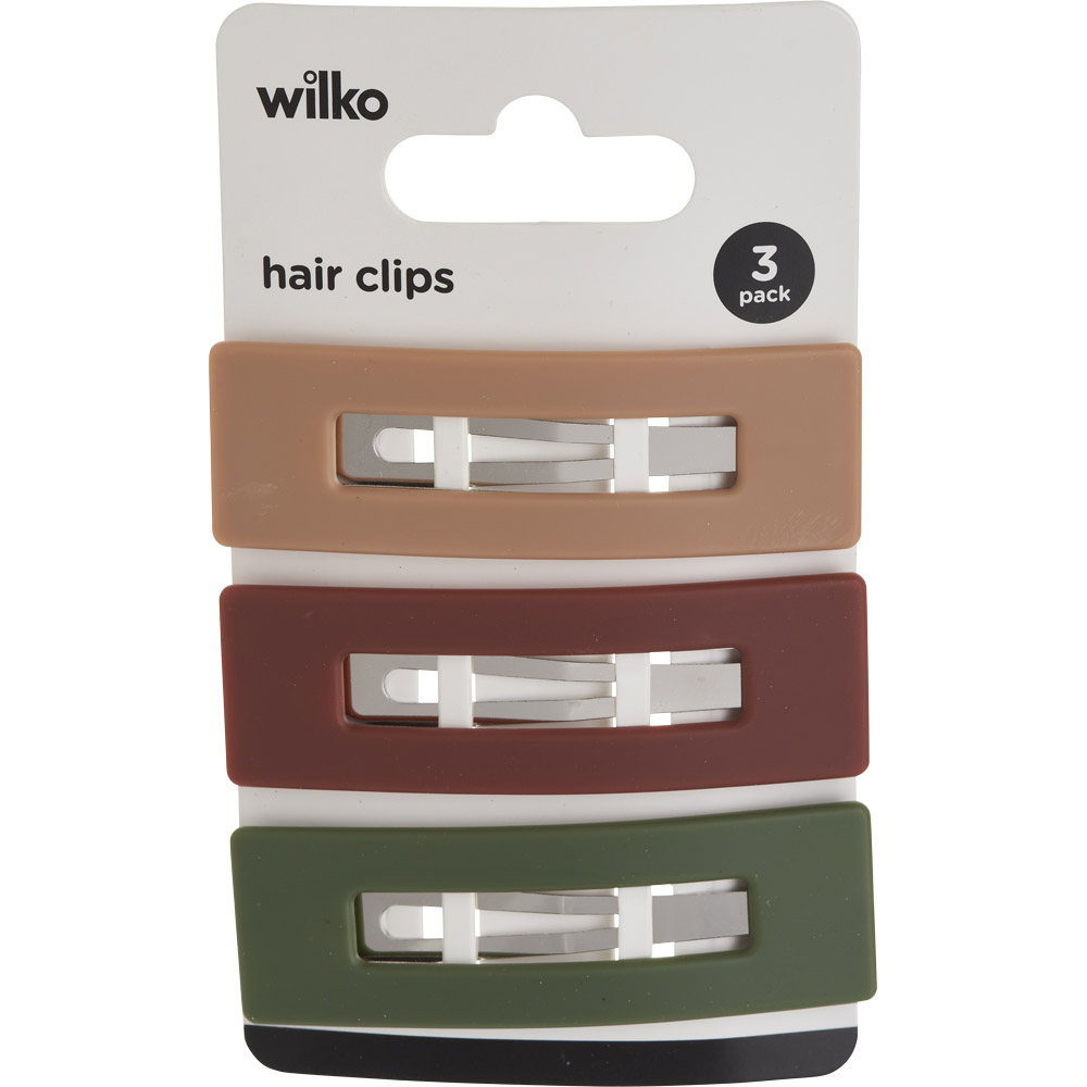 Wilko Matte Square Hair Clips 3 Pack Image 2