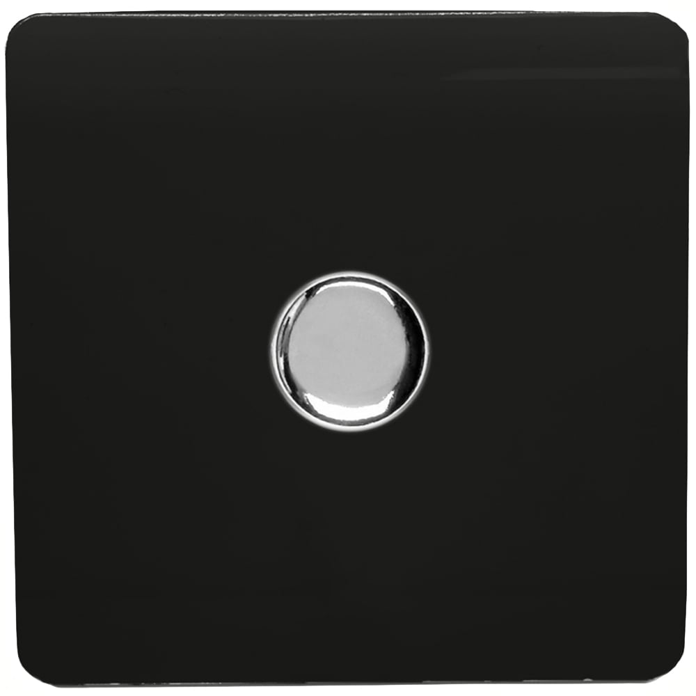 Trendi Switch 1 Gang 10amp Piano Black Rotary LED Dimmer Light Switch Image 1
