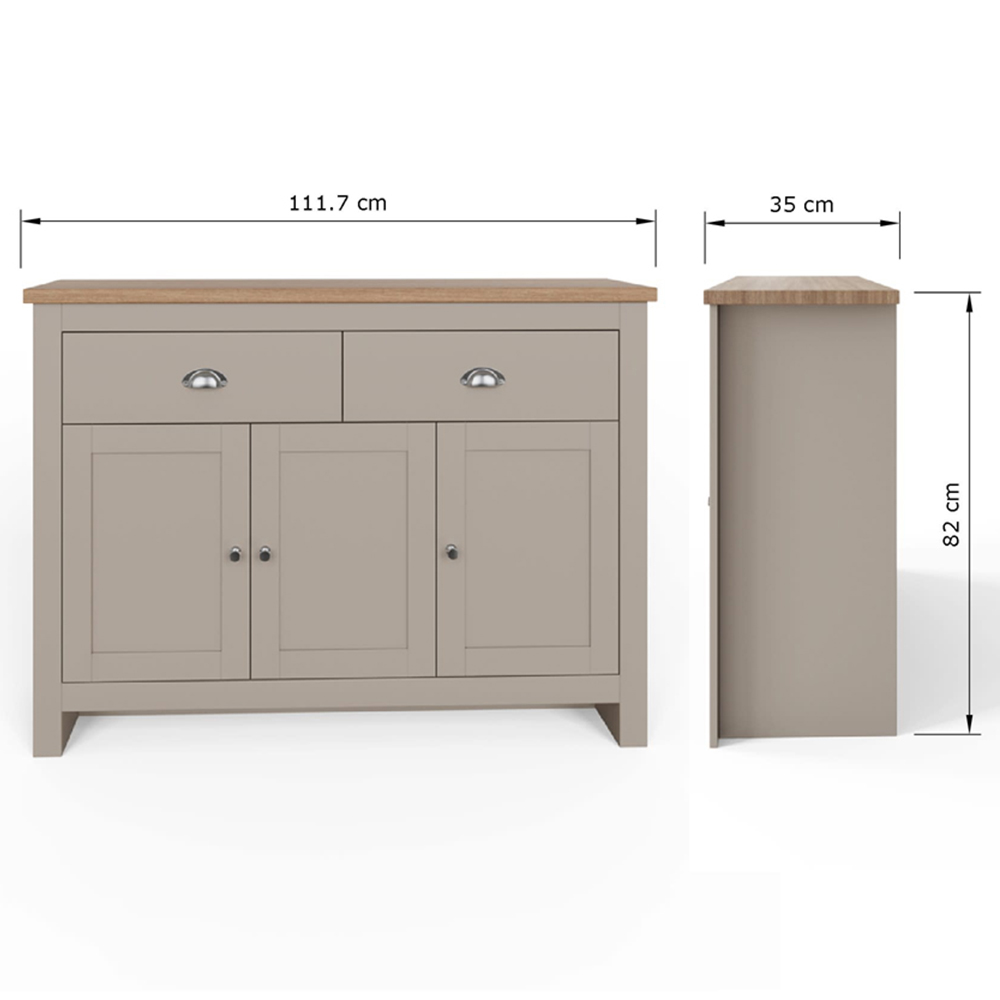 GFW Lancaster 3 Door 2 Drawer Grey Large Sideboard Image 9