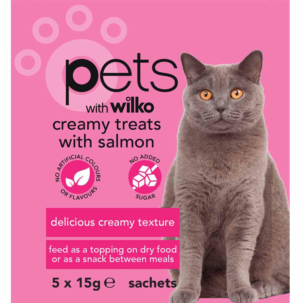 Wilko Creamy Treats Salmon 5x15g Image 1