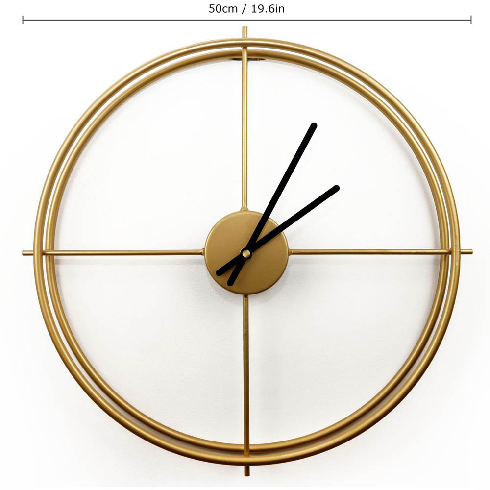 Walplus Gold Larrys Minimalist Iron Round Wall Clock 50cm Image 9