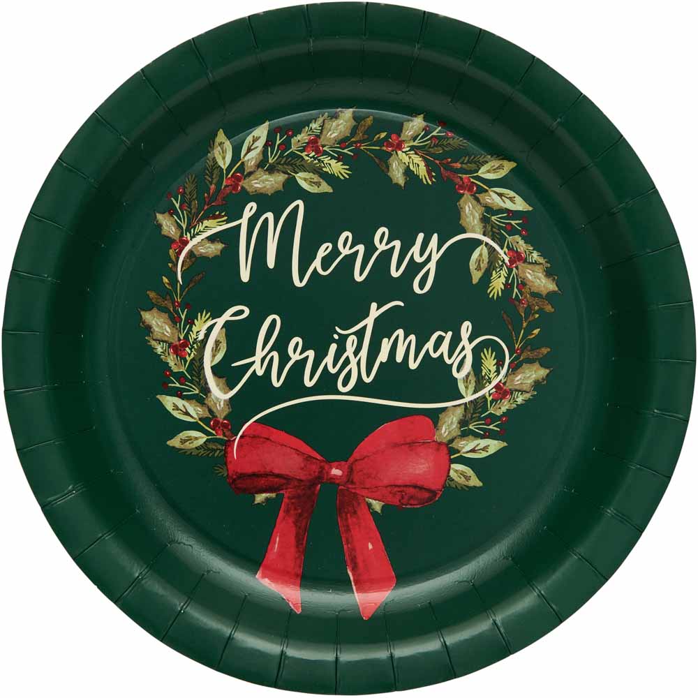 Wilko Cosy Wreath Paper Plates 8 Pack Wilko