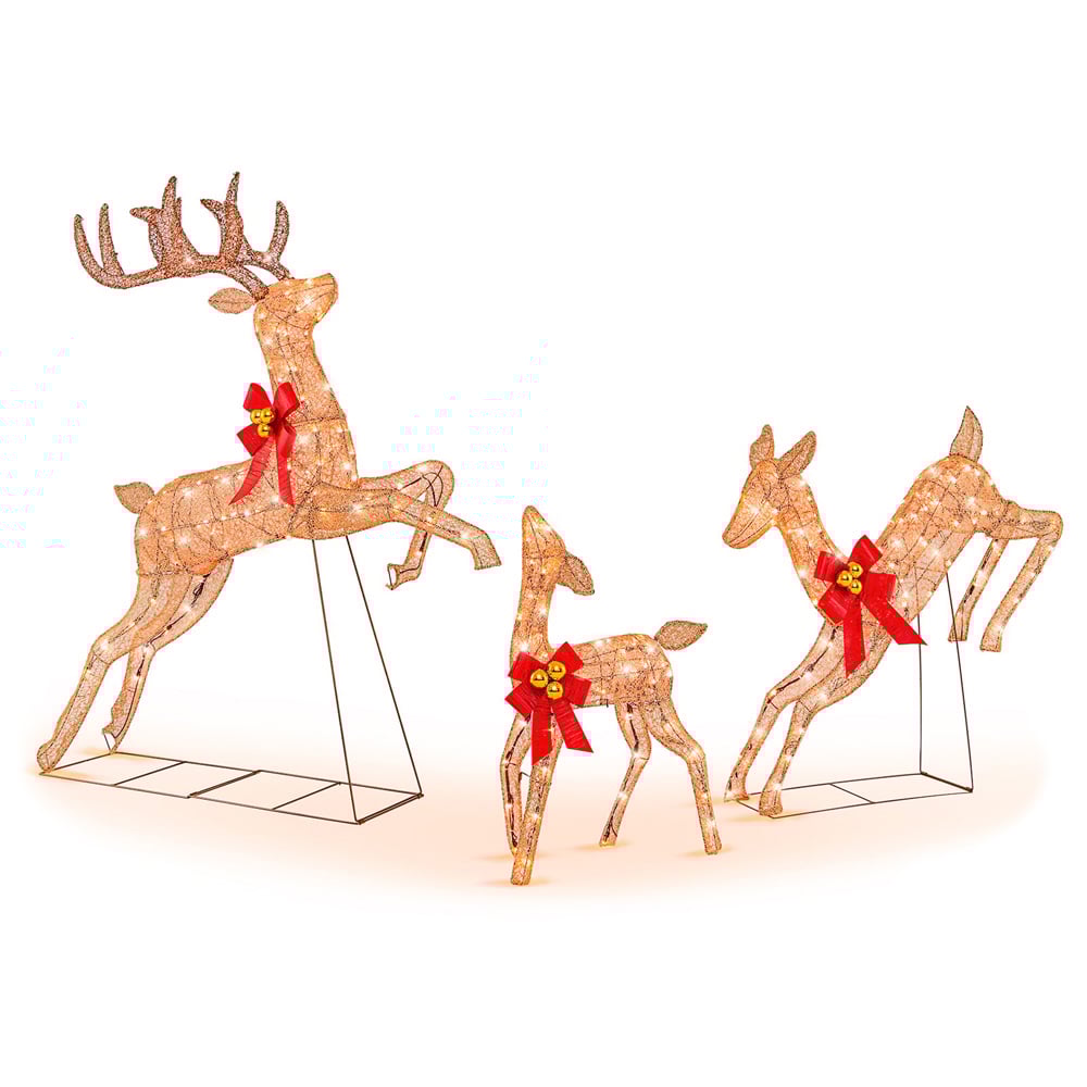 Costway 3 Piece Warm White LED Christmas Reindeer Set Image 2