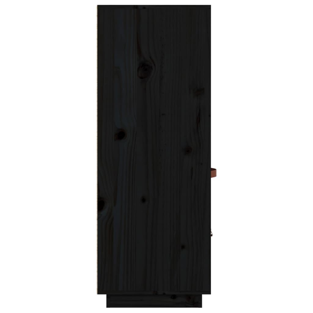 vidaXL 2 Door 2 Drawer 2 Shelf Black Pine Wood Highboard Image 7