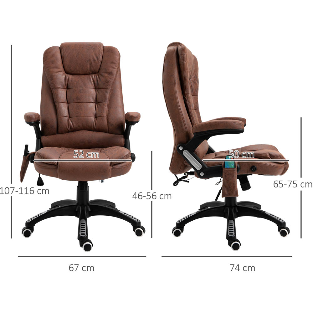 Portland Brown Microfibre Swivel Massage Recliner Office Chair Image 8