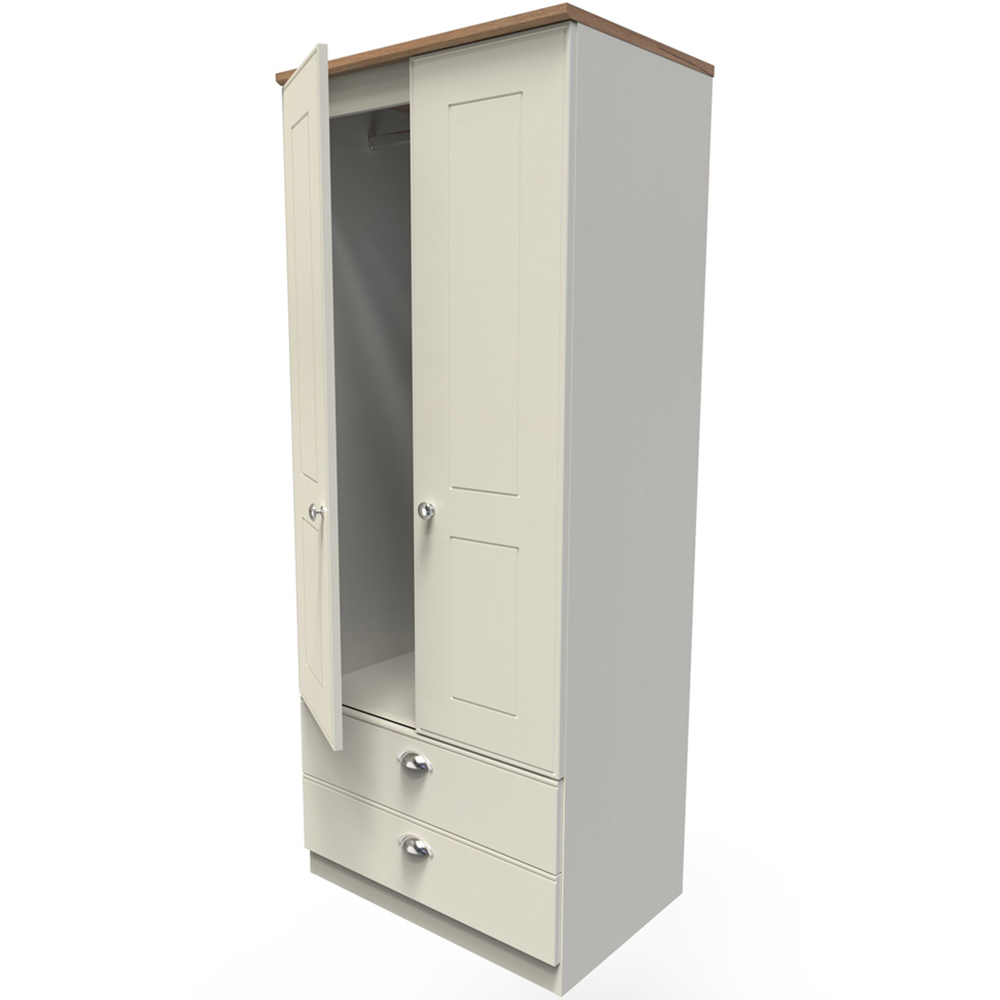 Crowndale Victoria 2 Door 2 Drawer Cream Ash and Oak Wardrobe Image 5