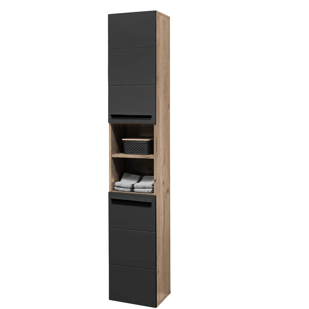 Julian Bowen Vista 2 Door Black and Viking Oak Tall Cabinet Image 2
