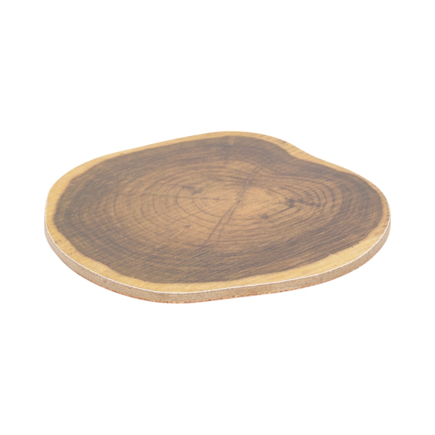 Set of 4 Round Faux Wood Coasters Brown Image 3