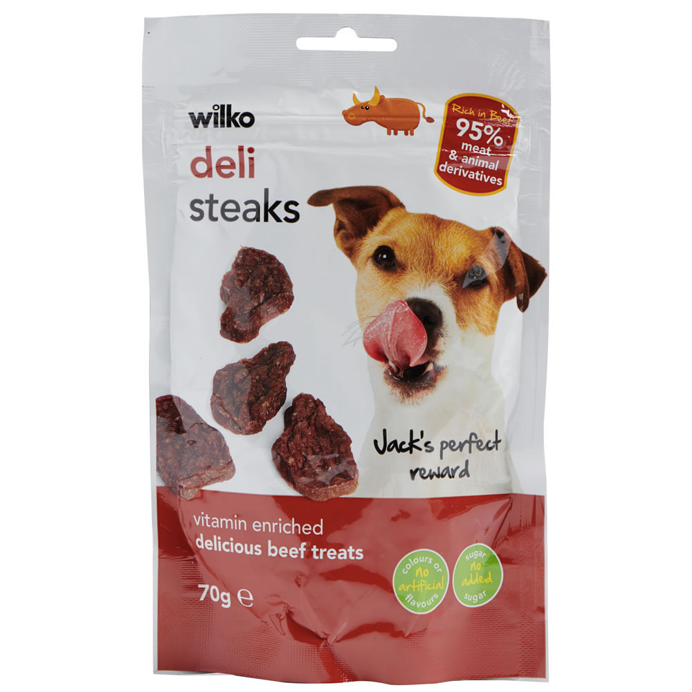 Wilko Dog Treats Steak Bites Beef 70g Image 1