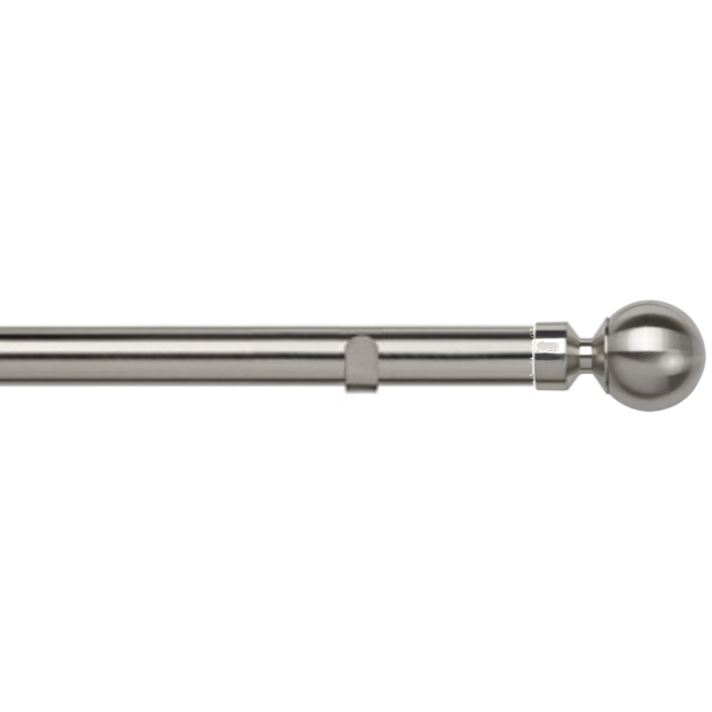 New Edge Blinds 90cm Fixed Length Satin Silver Eyelet Metal Curtain Pole Set with Met Ball Finial Image 1
