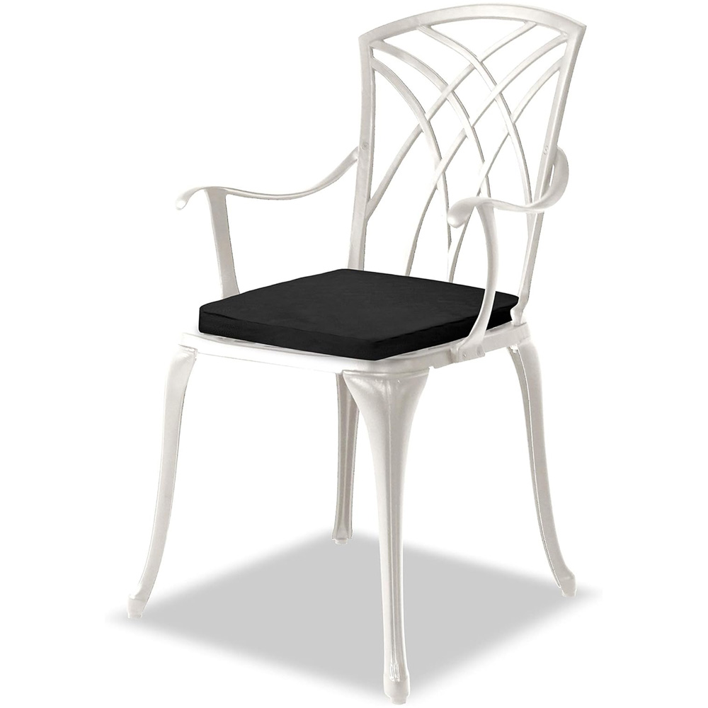 Centurion Oshowa 2 Seater White and Black Cast Aluminium Garden Bistro Set with Cushions Image 7
