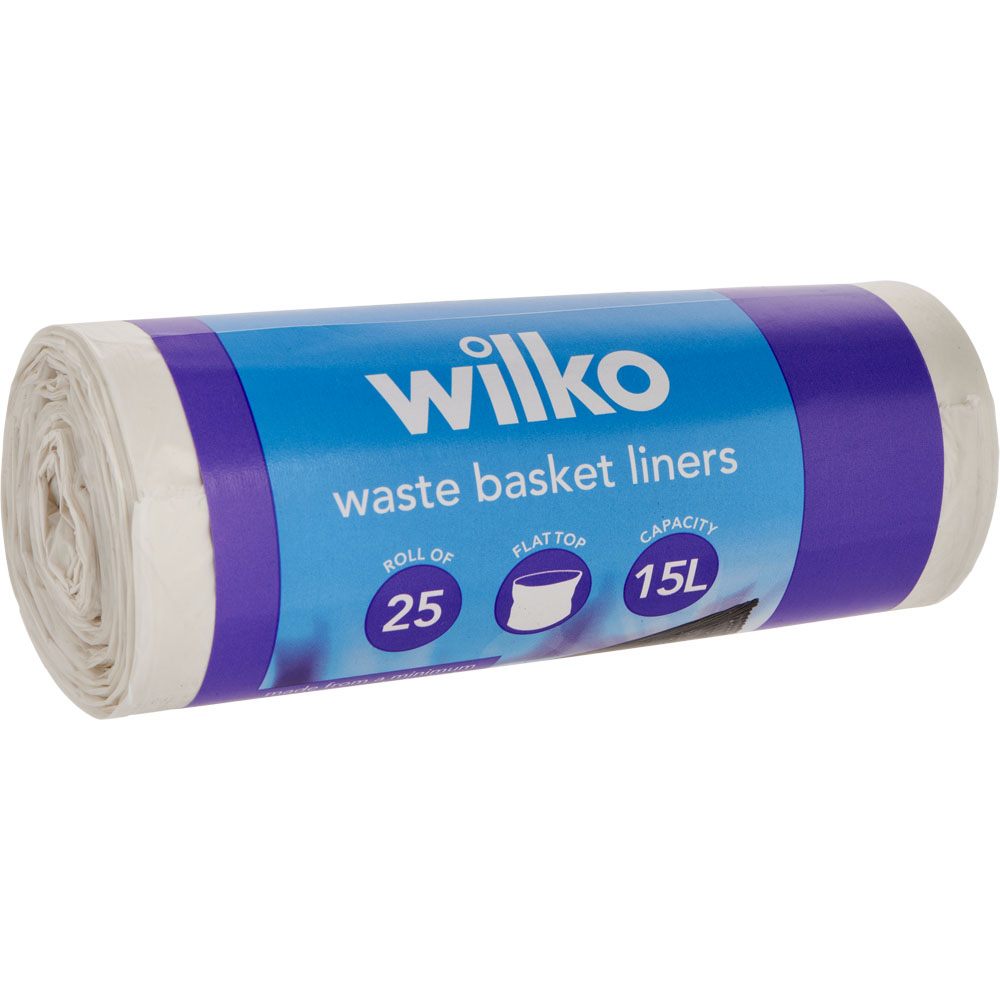 Wilko Plastic Waste Basket Liners Clear 15L 25 Pack Image 2