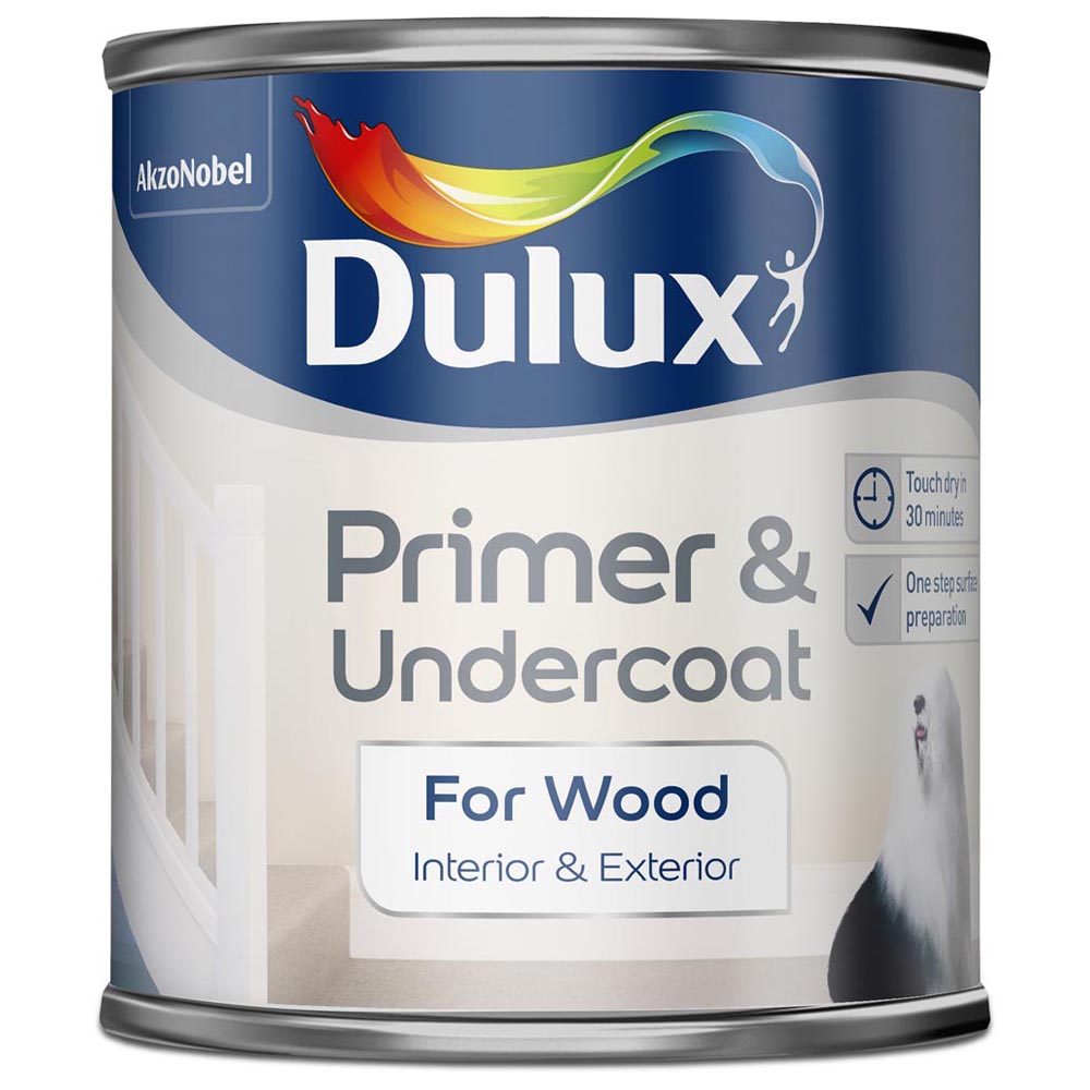 Dulux Wood Undercoat & Primer White Paint 250ml Image 2