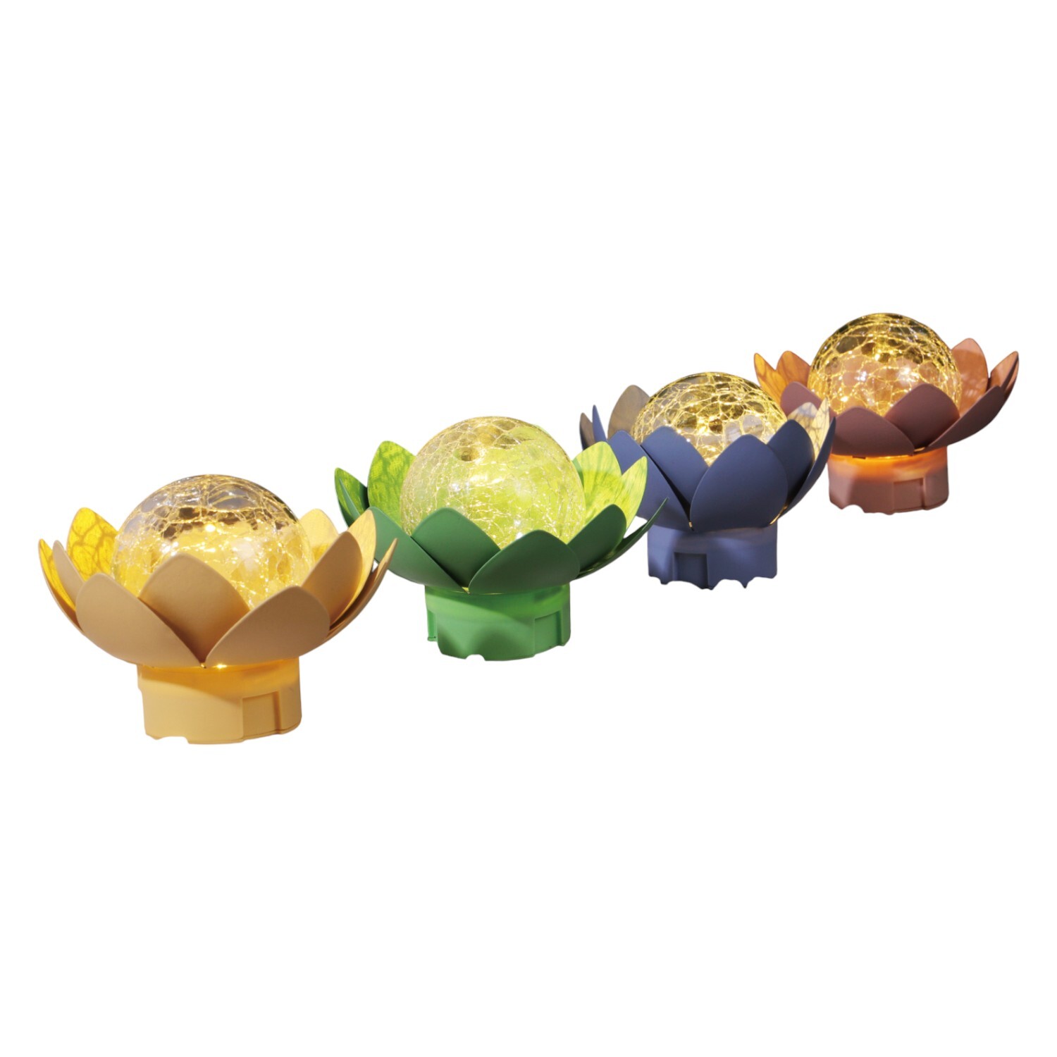 Solar Lotus Crackle Glass Light Image 9