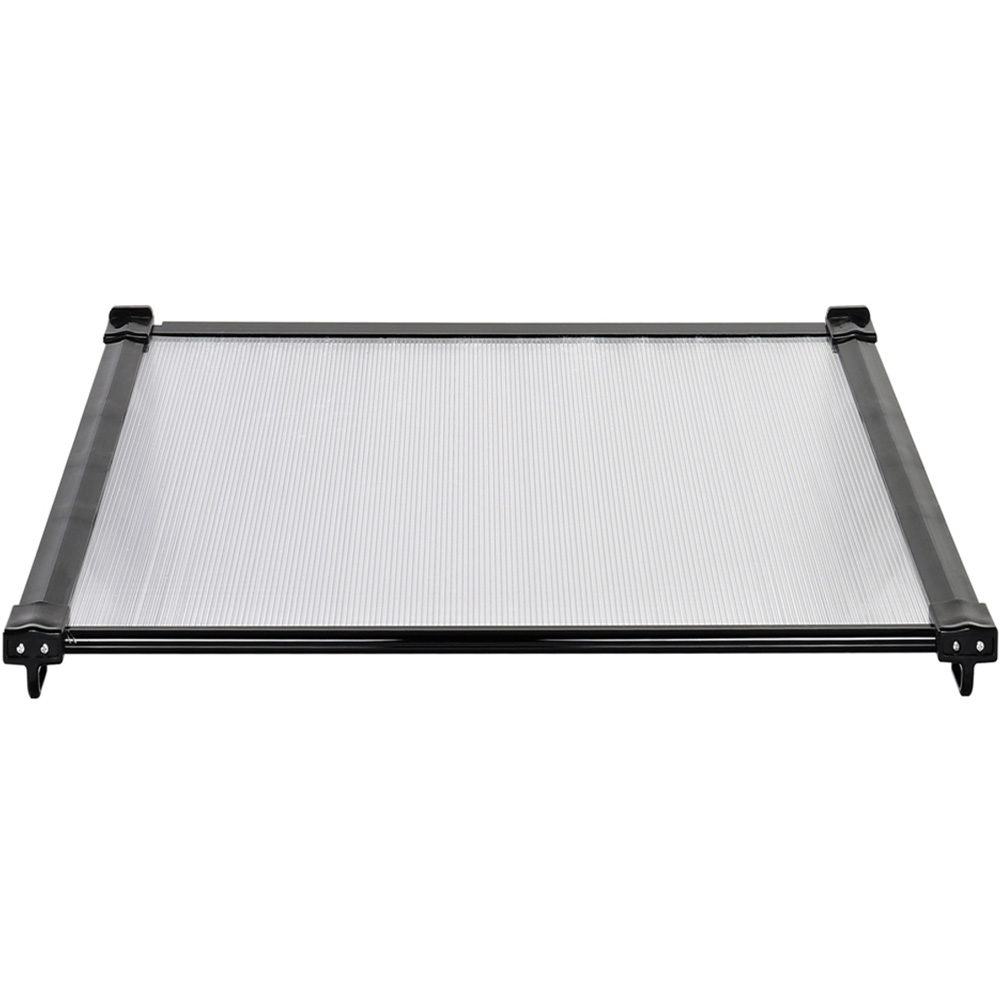 Living and Home Black Window and Door Awning Canopy with Brackets 90 x 150cm Image 3