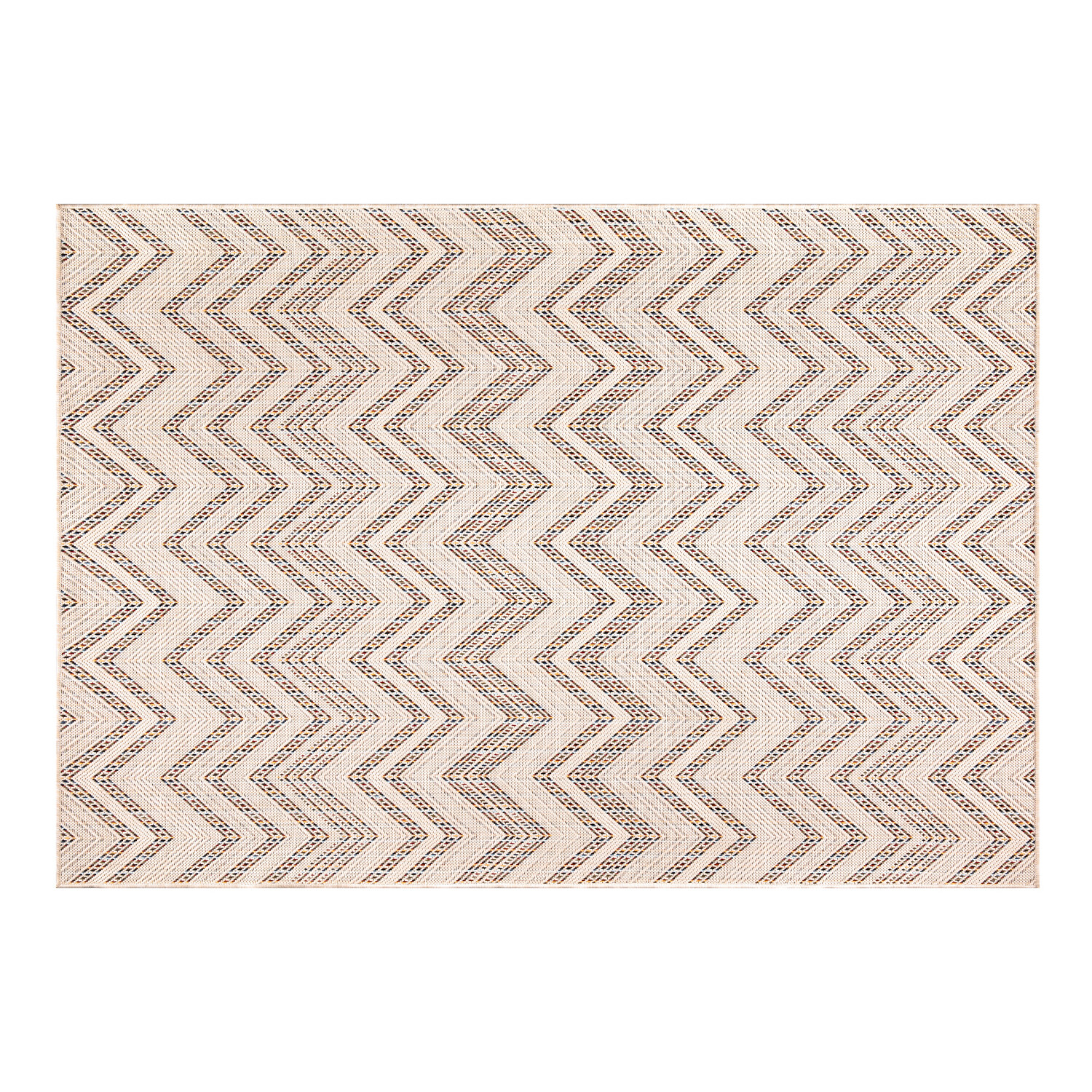 Palma Zigzag Indoor and Outdoor Rug - Neutral / 120cm Image 1