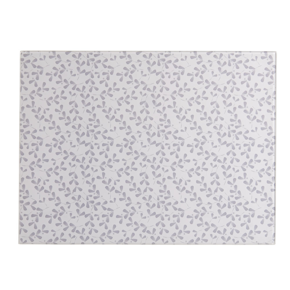 Wilko Grey Floral Glass Worktop Saver 40 x 30cm Image
