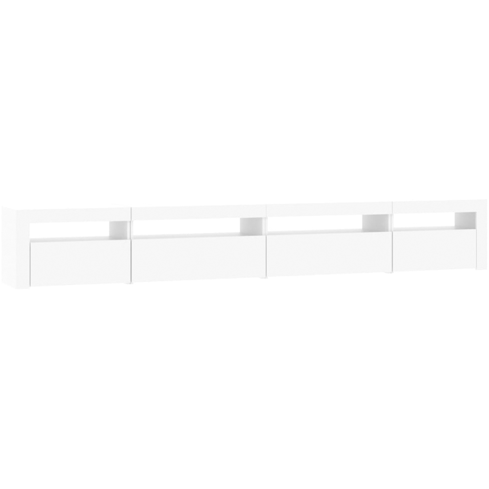 vidaXL 4 Door 4 Shelf White Wooden TV Cabinet with LED 3 Piece Image 6