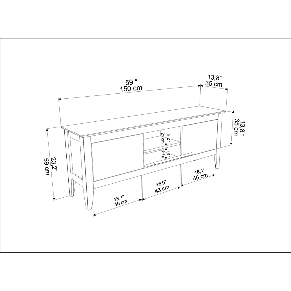 Decorotika Verde 3 Door Single Shelf Oud and Black TV Unit Image 9