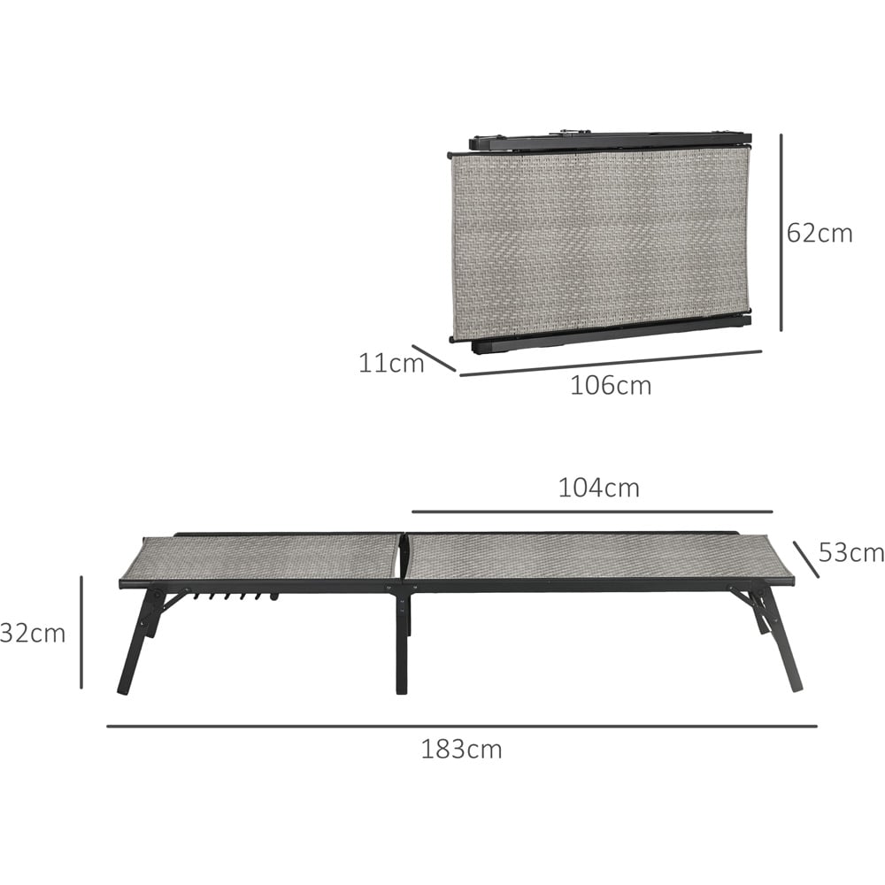 Outsunny Mixed Grey Rattan Foldable Sun Lounger Image 7