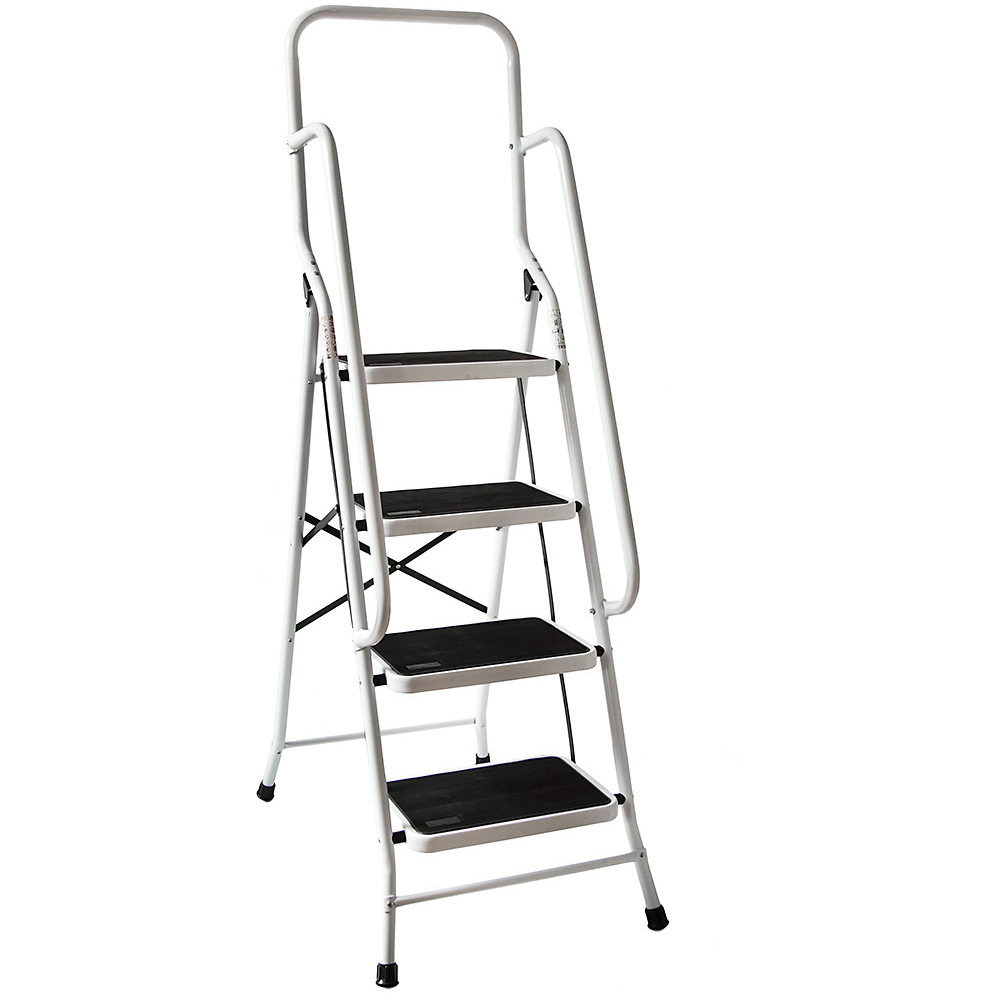 Home Vida White 4 Step Ladder with Handrail Image 1