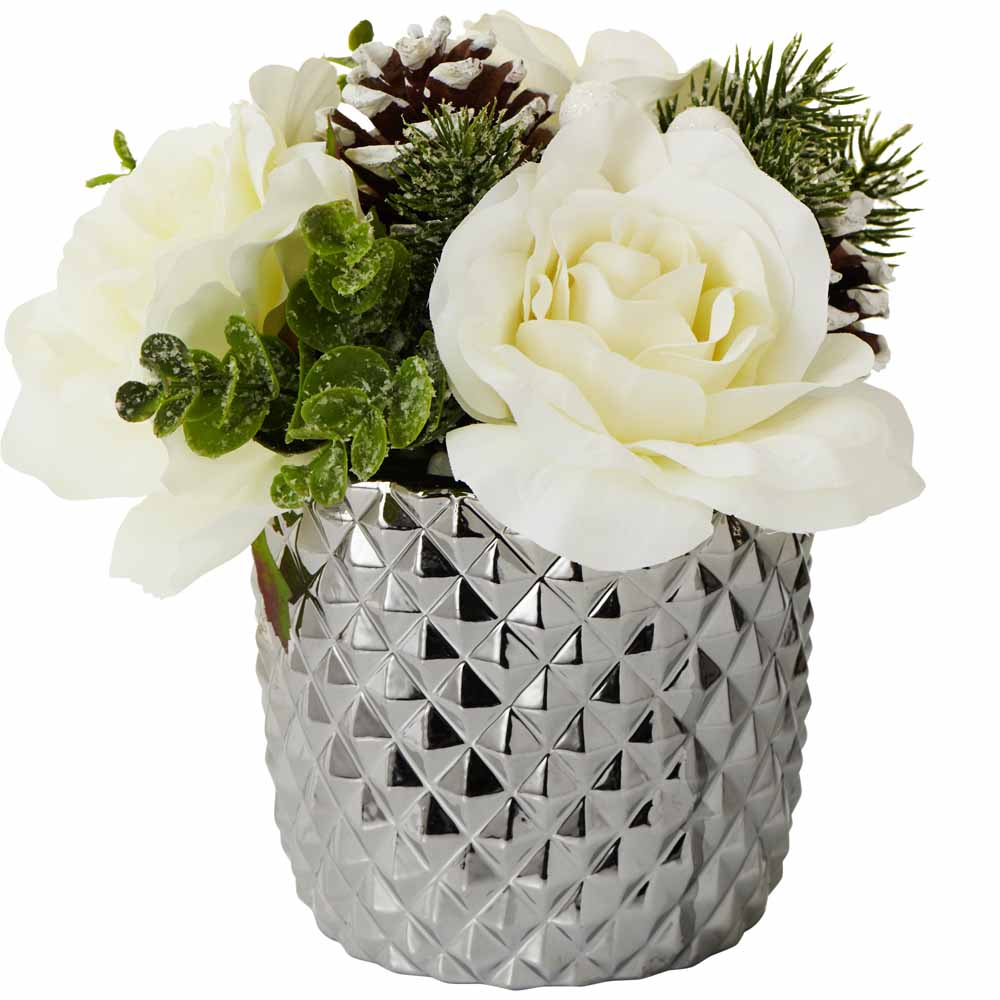 Wilko White Rose Xmas Floral in Vase Image 1