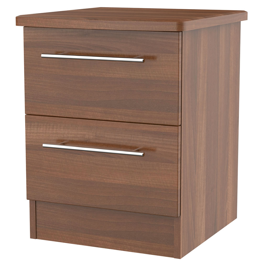 Almeria Walnut Effect 2 Drawer Bedside Cabinet Image 1