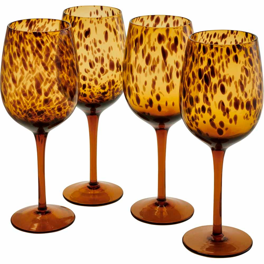 Wilko Tortoise Shell Wine Glass 4 Pack Image 1