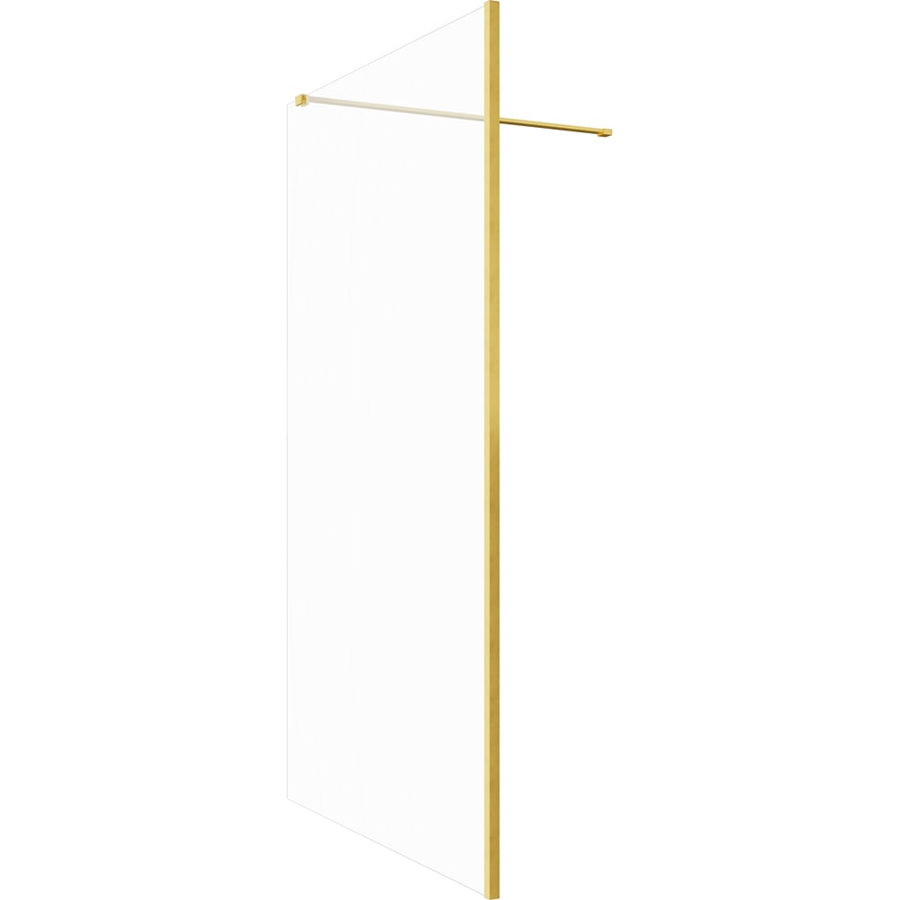 Bathstore Nero Glass Wetroom Shower Panel with Brushed Brass Profile and Front Bar 1400mm Image 3