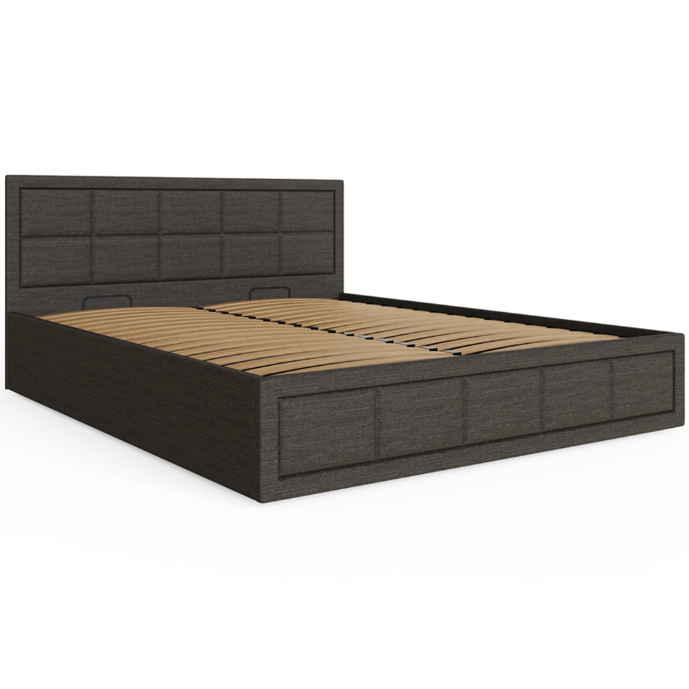 GFW Jamie King Size Grey Hopsack Fabric End-Lift Ottoman Bed with Headboard Image 4