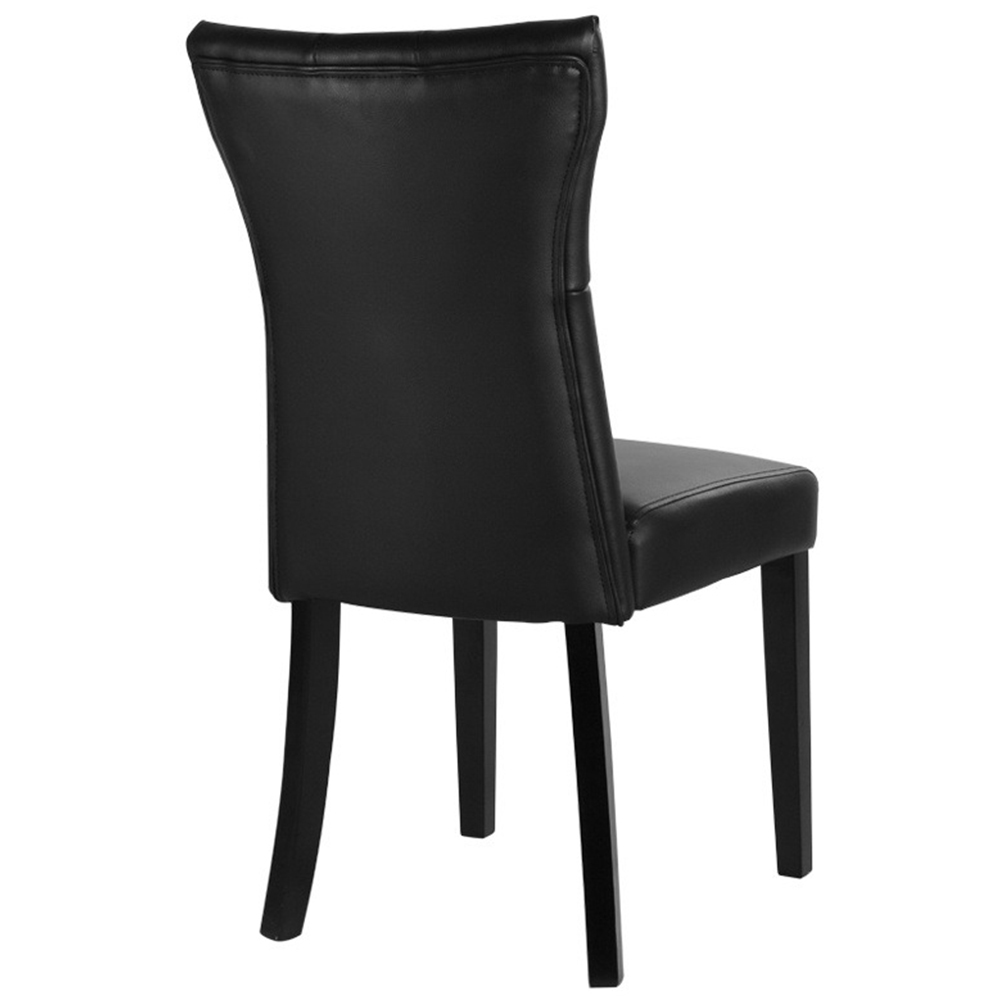 Living and Home Set of 2 Black Leather High Backrest Dining Chairs Image 3