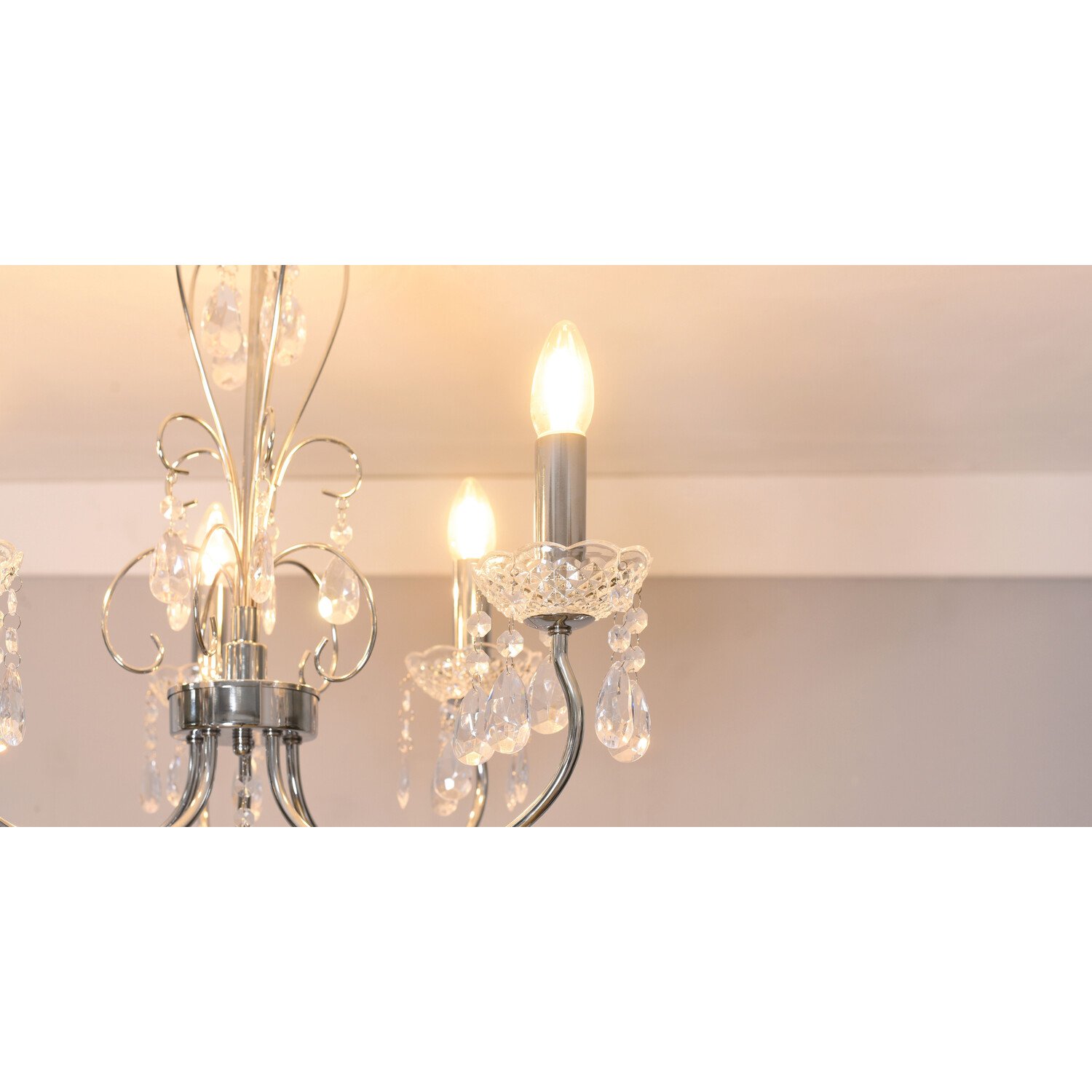 Victoria 5 Light Chrome and Crystal Chandelier Image 4