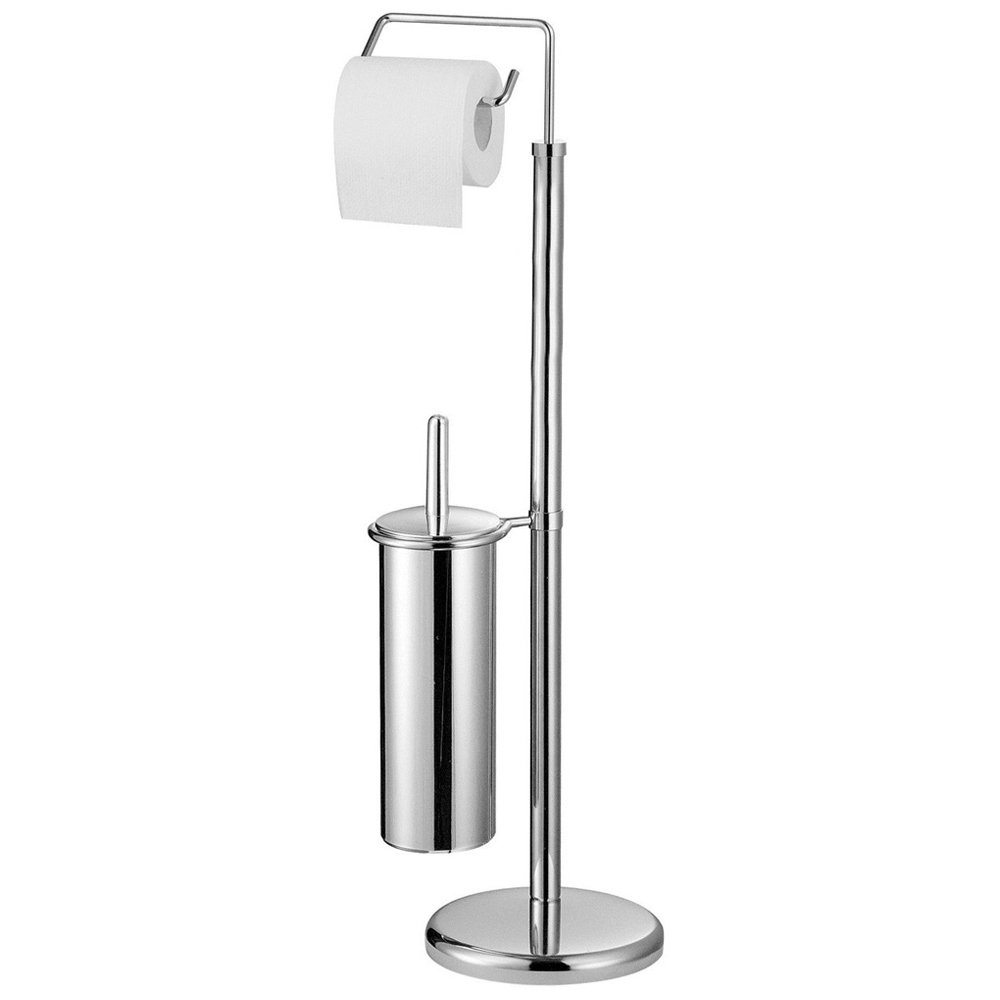 Premier Housewares Chrome Toilet Brush and Roll Holder Image 1