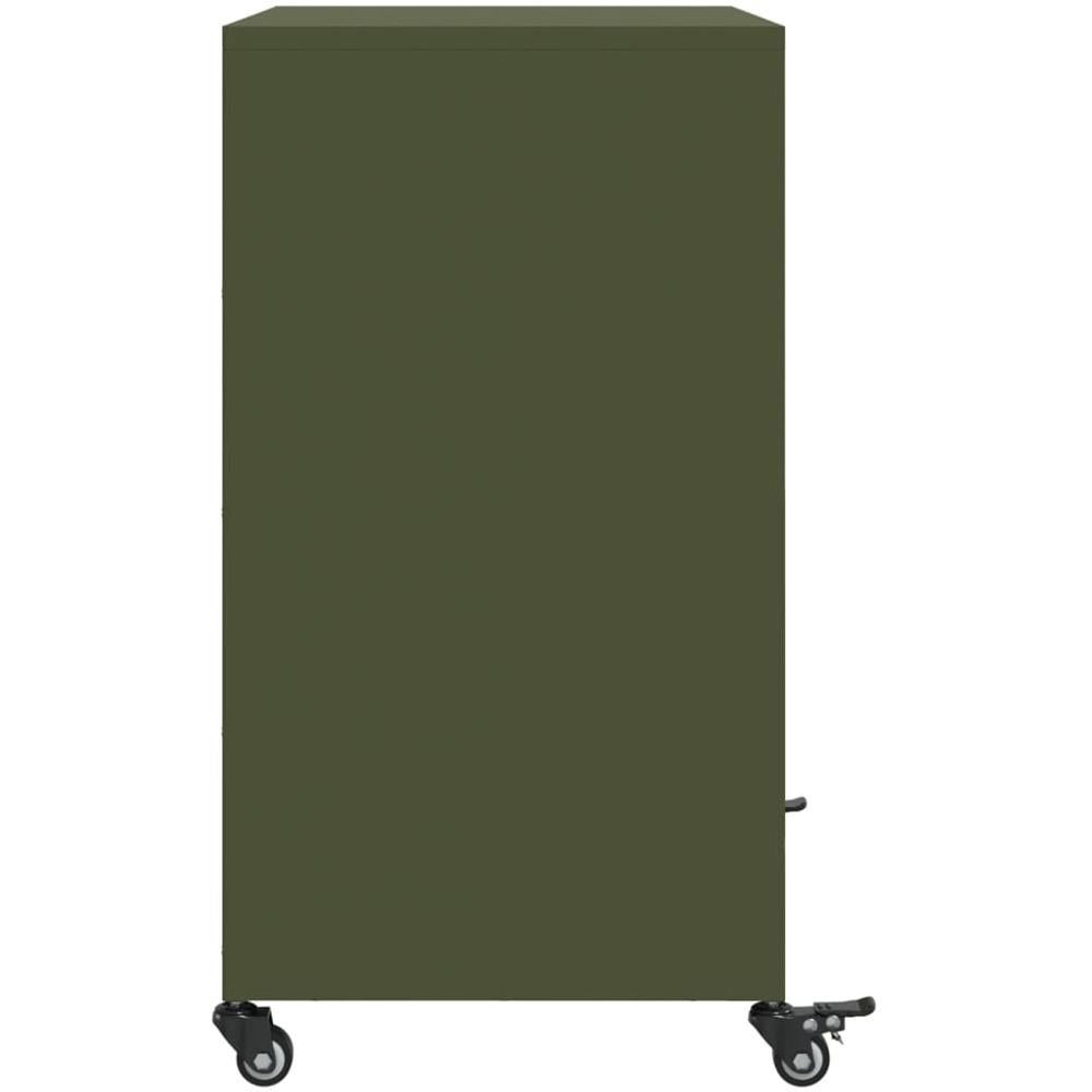 vidaXL 2 Door Olive Green Metal Sideboard with Wheels Image 7