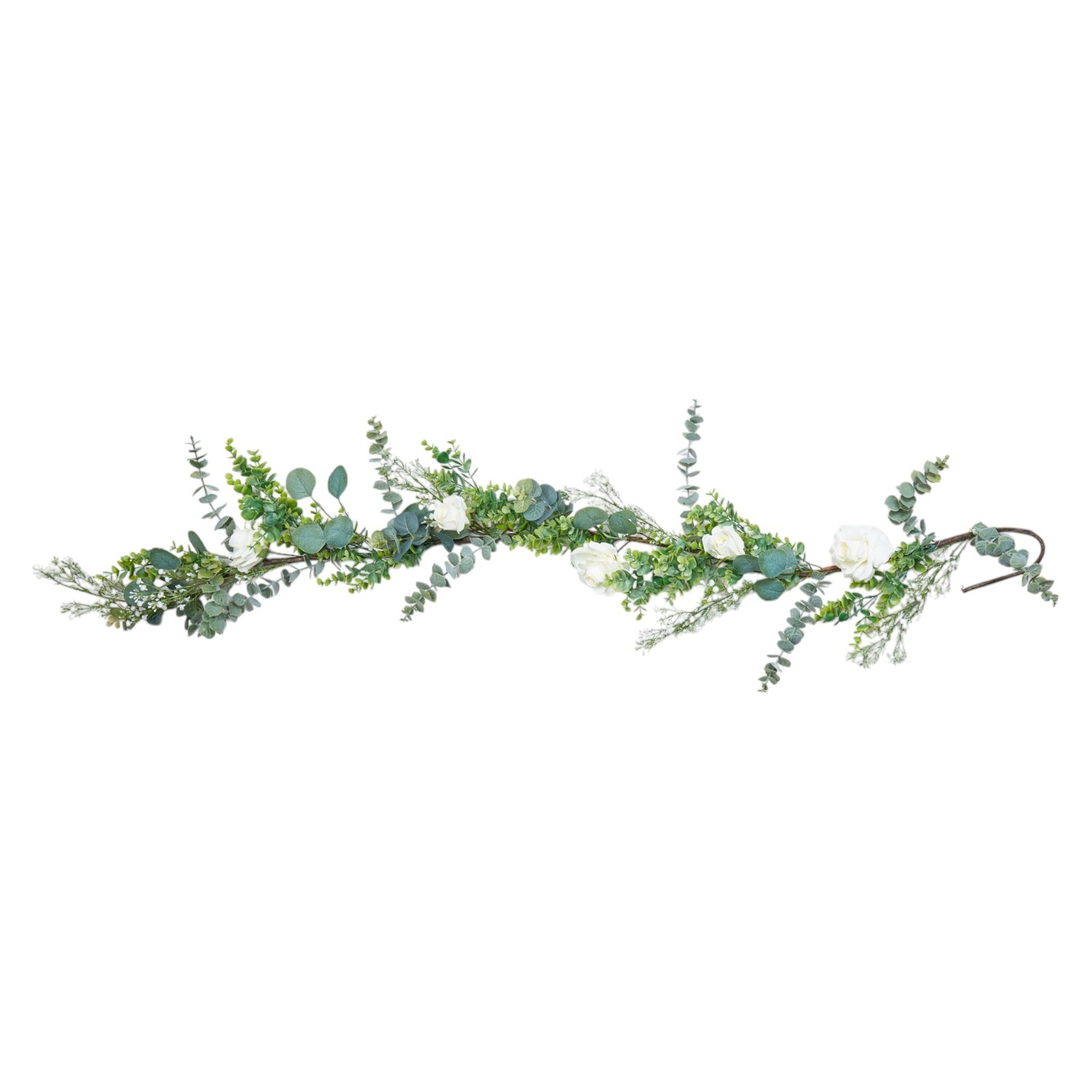 White Rose Eucalyptus Luxury Garland White Image 5