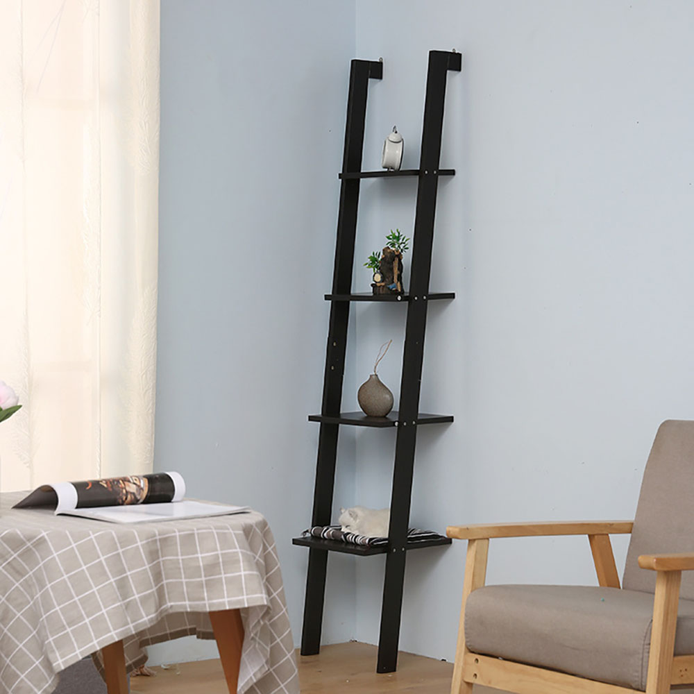 Living and Home 4 Tier Black Wall Hanging Ladder Shelf Image 8