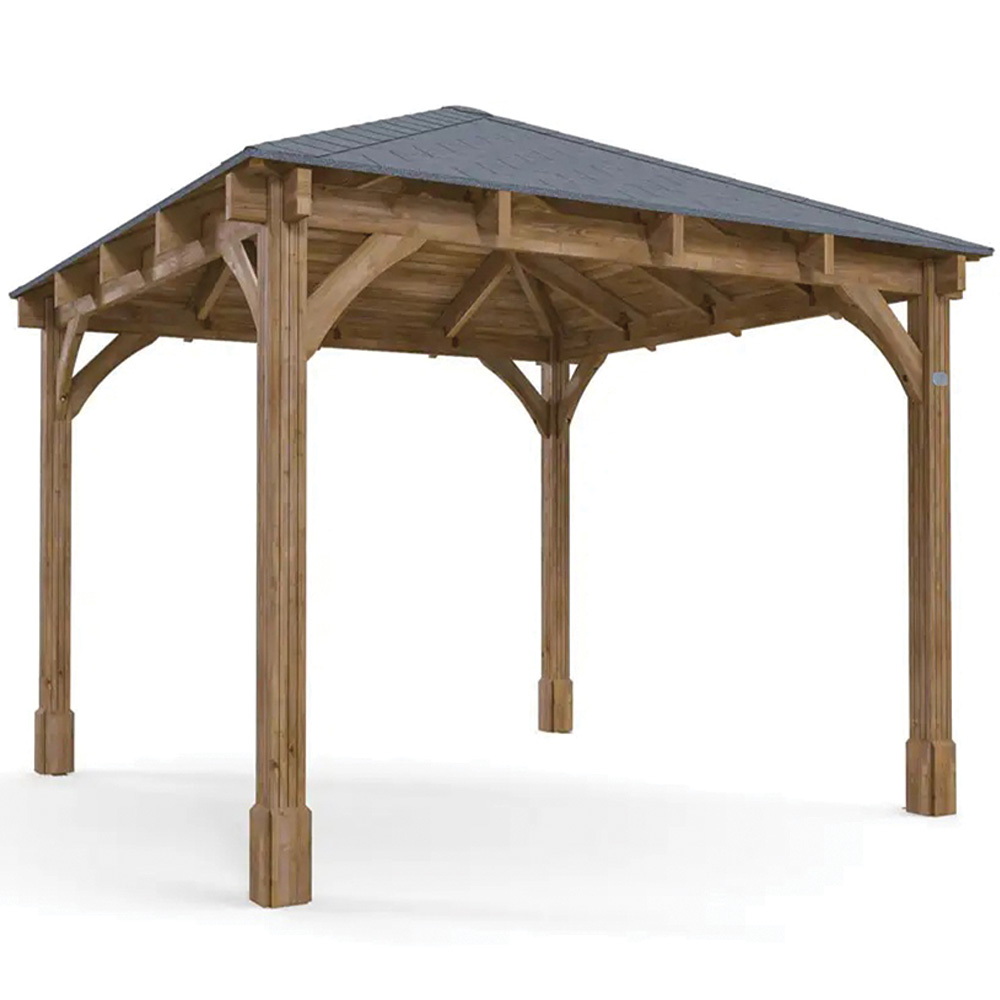 Dunster House Leviathan 3 x 3m Brown Heavy Duty Hot Tub Shelter Garden Gazebo with Roof Shingles Image 2