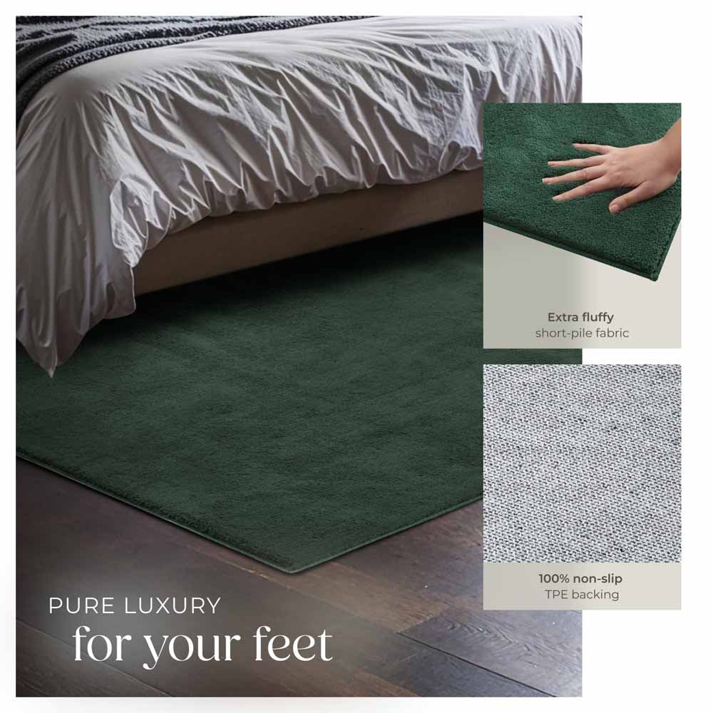 tectake Zonelle Green Short Pile Ultra Soft Rug 170 x 120cm Image 4