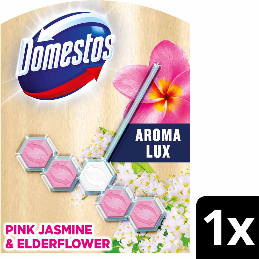 Domestos Aroma Lux Pink Jasmine and Elderflower Toilet Block 55g Image 2