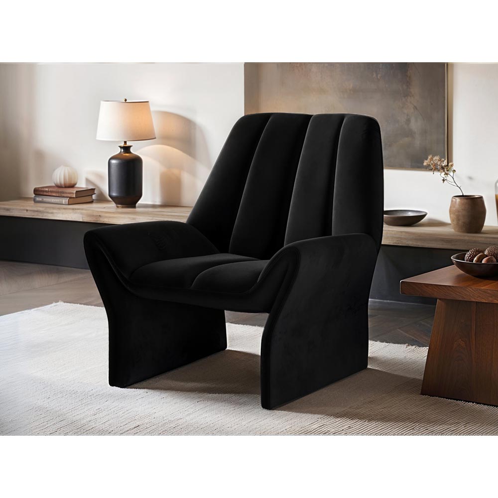 Solace+Co Aster Black Velvet Accent Chair Image 6