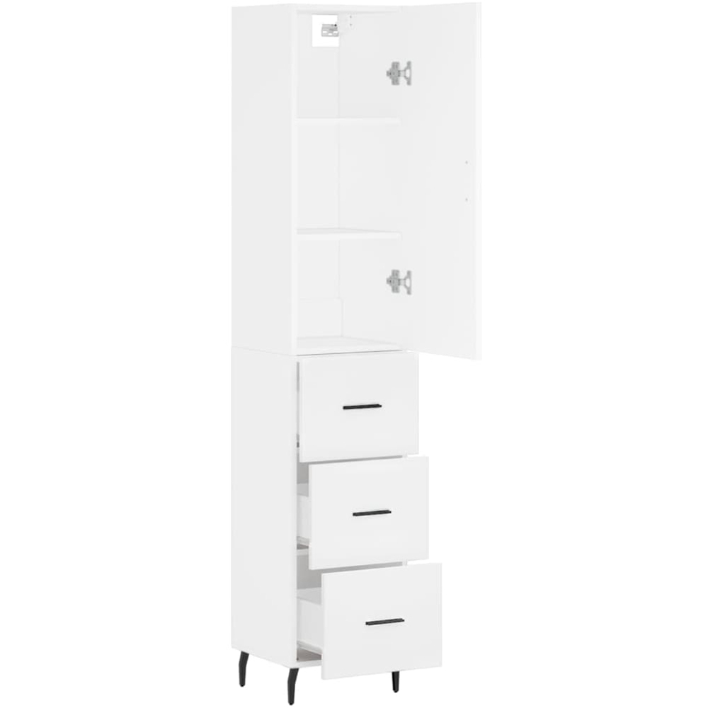 vidaXL Single Door 3 Drawer White Slim Highboard Image 2