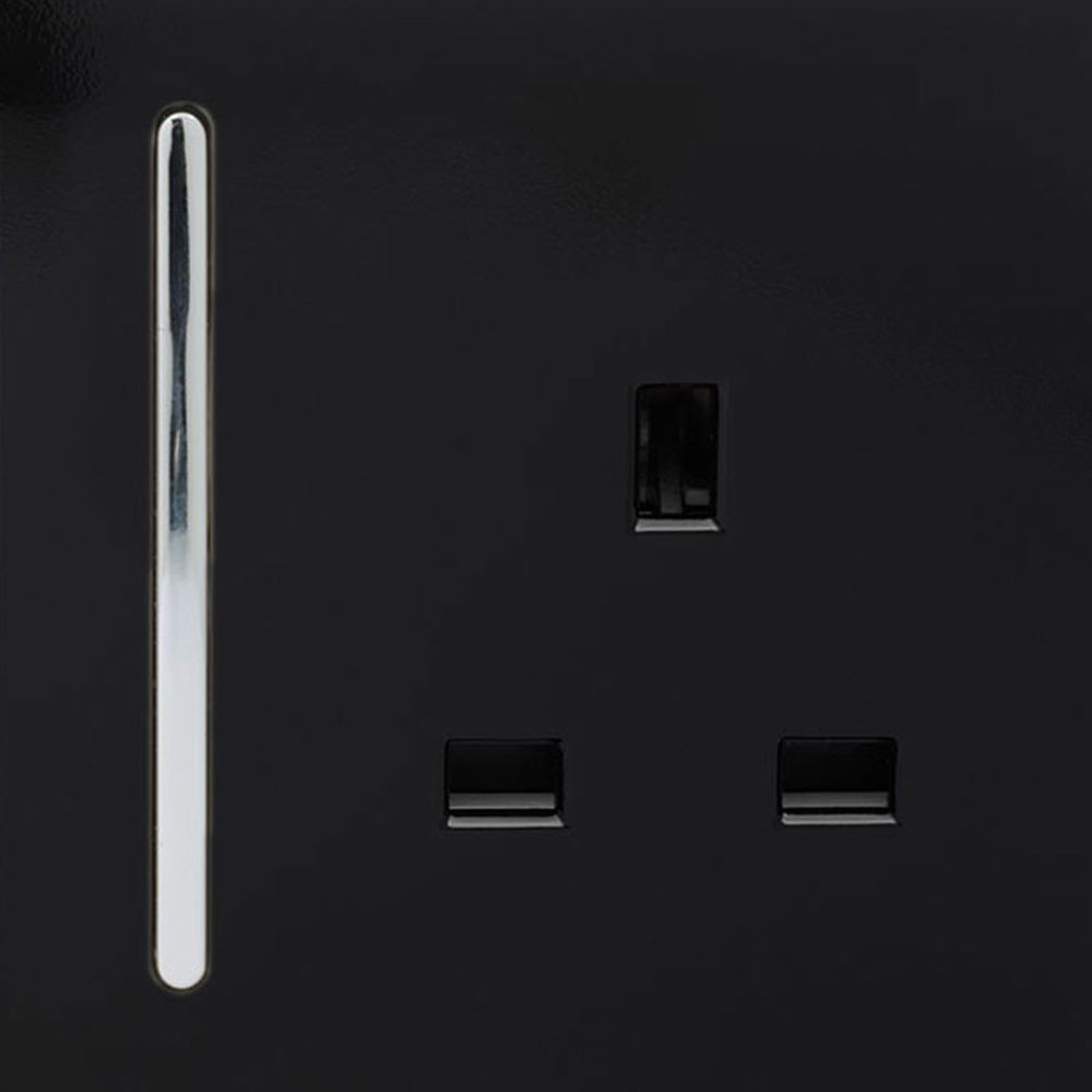 Trendi Switch 2 Gang 13amp Piano Black Long Switched Plug Socket Image 3