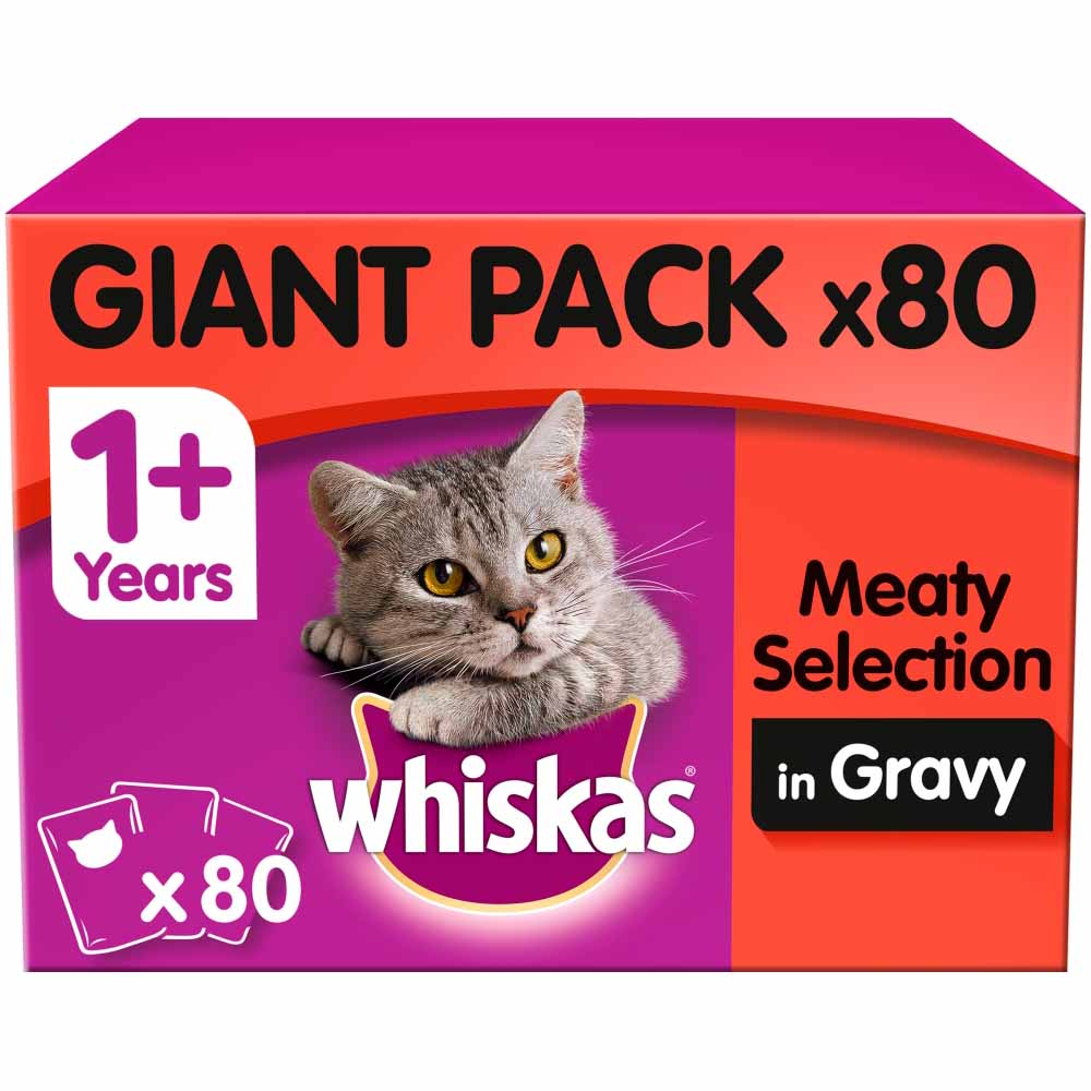 Whiskas 1+ Meat in Gravy Cat Food 80x100g Image 1