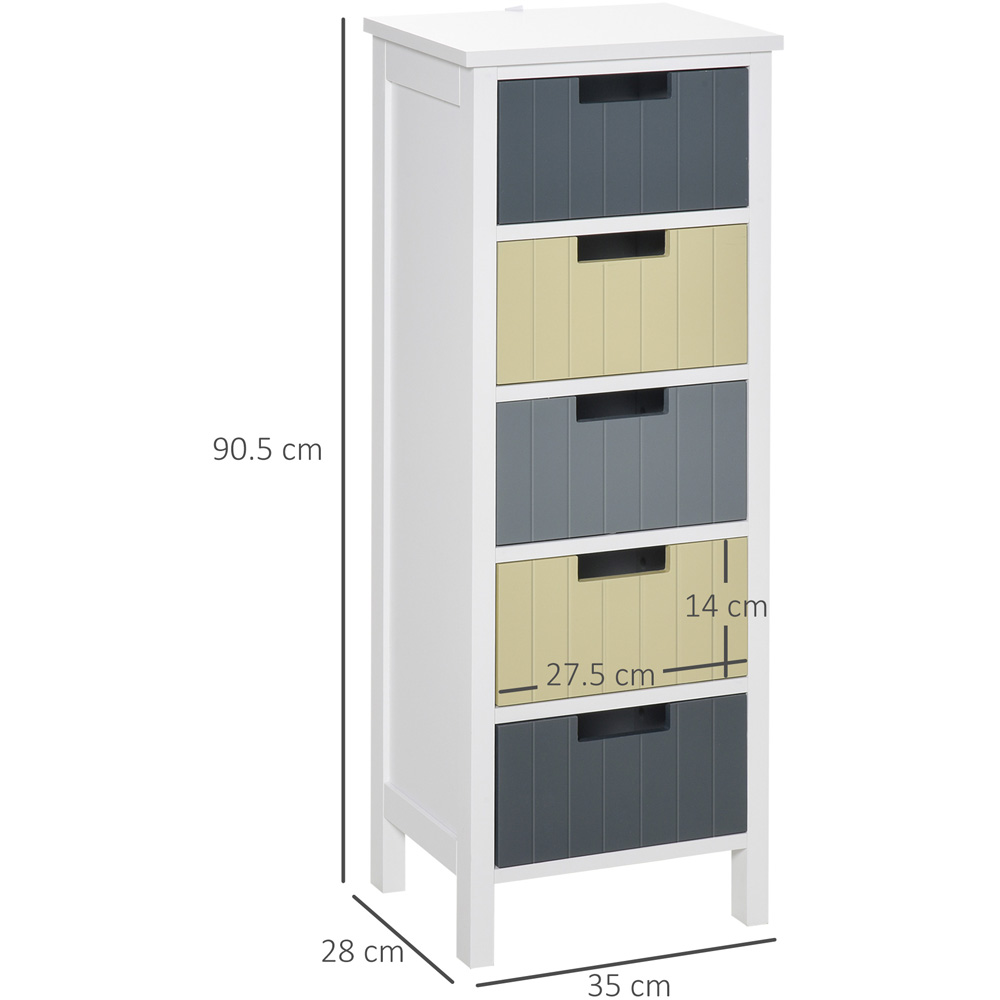 Portland Multicolour Tall 5 Drawer Storage Cabinet Image 7