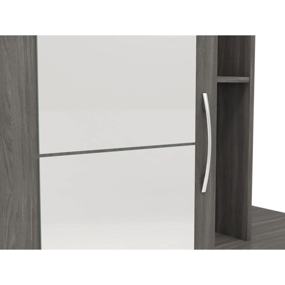 Seconique Nevada Single Door 2 Drawer Black Wood Grain Mirrored Open Shelf Wardrobe Image 5