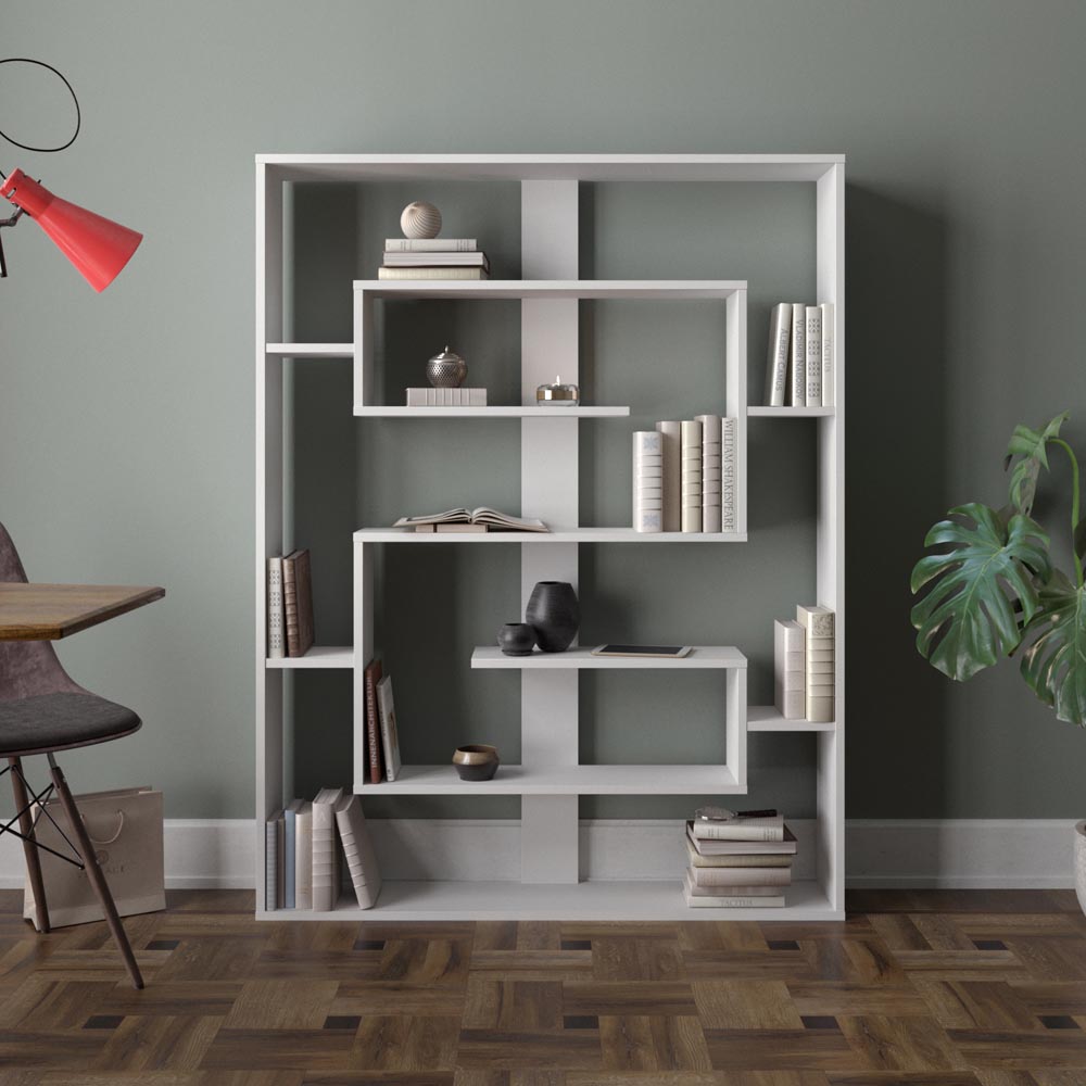 Decorotika Esteban 10 Shelf White Geometric Bookcase Image 3