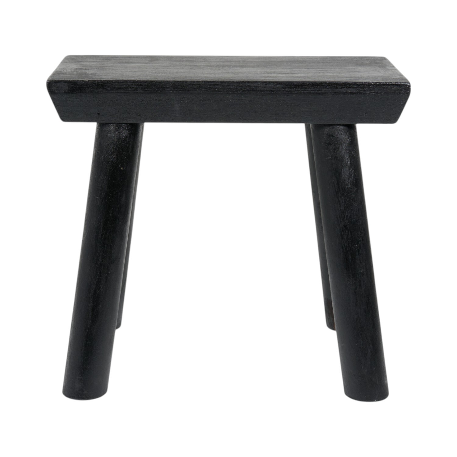 Rustic Wood Stool Black Image 1