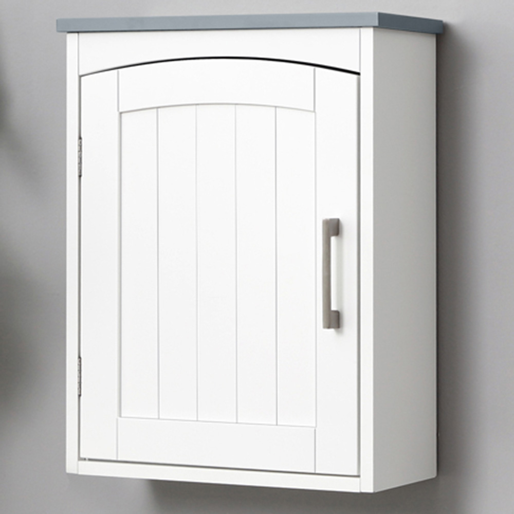 Kleankin Single Door Light Grey Wall Mounted Bathroom Cabinet with Adjustable Shelf Image 1