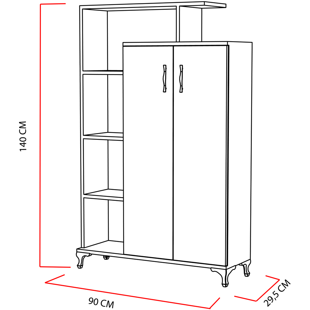 Decorotika Gupse 2 Door 4 Shelf White Storage Cabinet Image 6