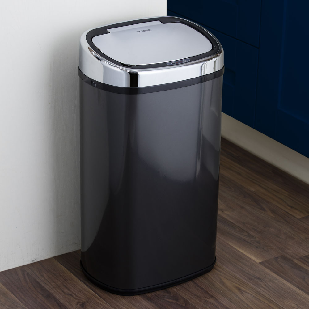 Tower Charcoal Square Sensor Bin 58L Image 2